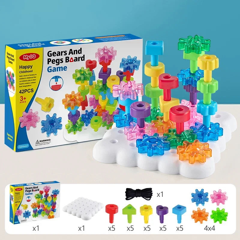 Jeu de Construction 3 Ans GearNest – Engrenages, Enfilage, ABS Sans BPA, CE | TrioNest™