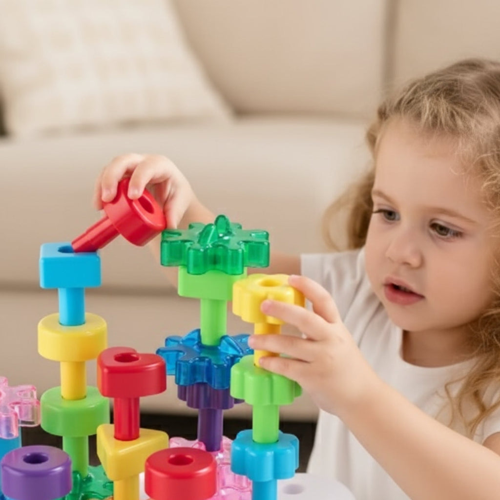 Jeu de Construction 3 Ans GearNest – Engrenages, Enfilage, ABS Sans BPA, CE | TrioNest™