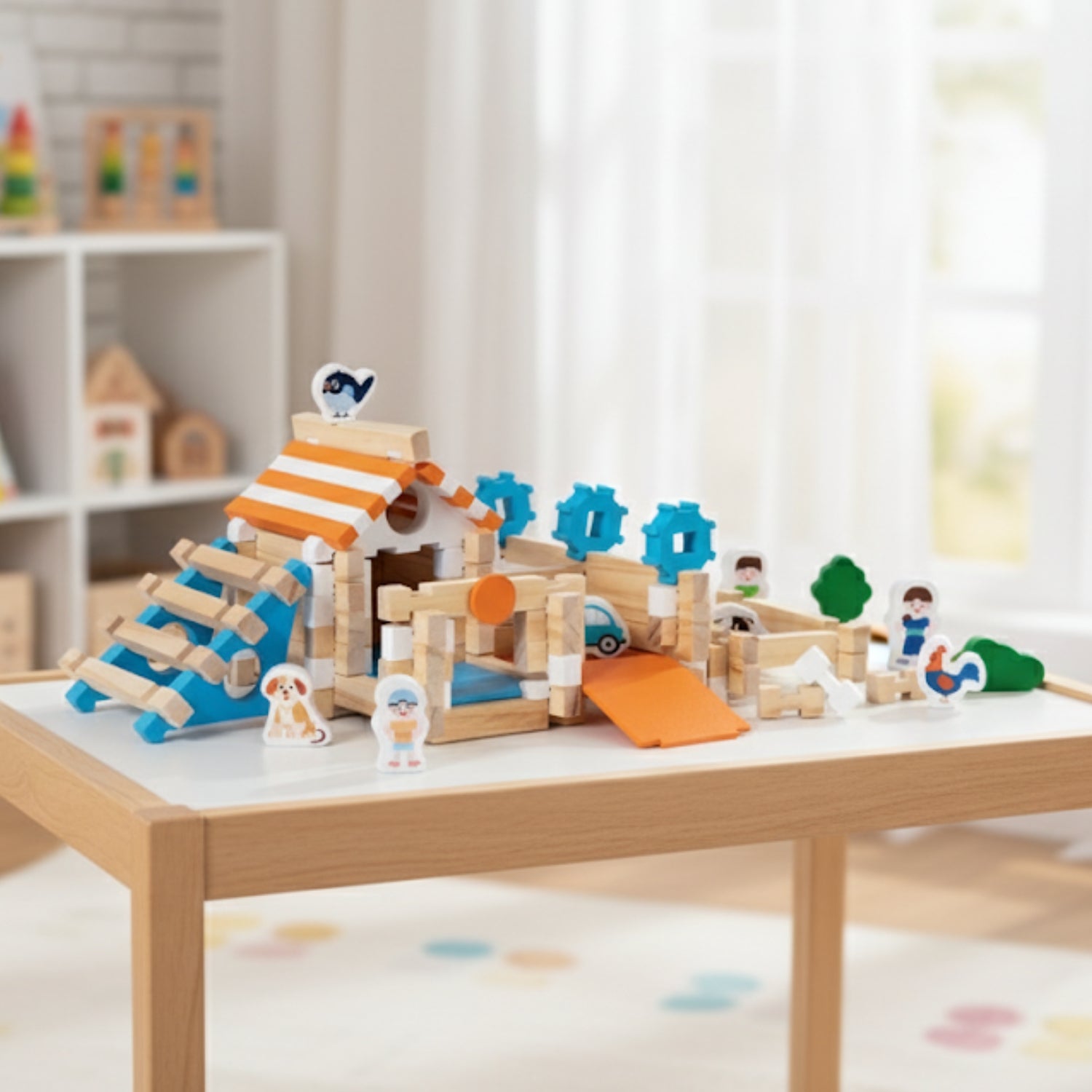 Jeu de Construction en Bois – Tenon & Mortaise, Figurines Animaux, Certifié CE, 3-12 Ans | KitCraft by TrioNest™