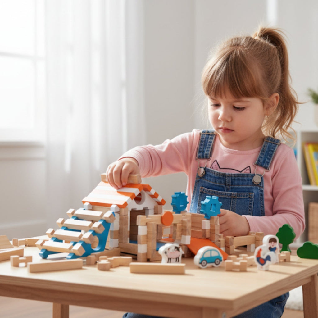Jeu de Construction en Bois – Tenon & Mortaise, Figurines Animaux, Certifié CE, 3-12 Ans | KitCraft by TrioNest™