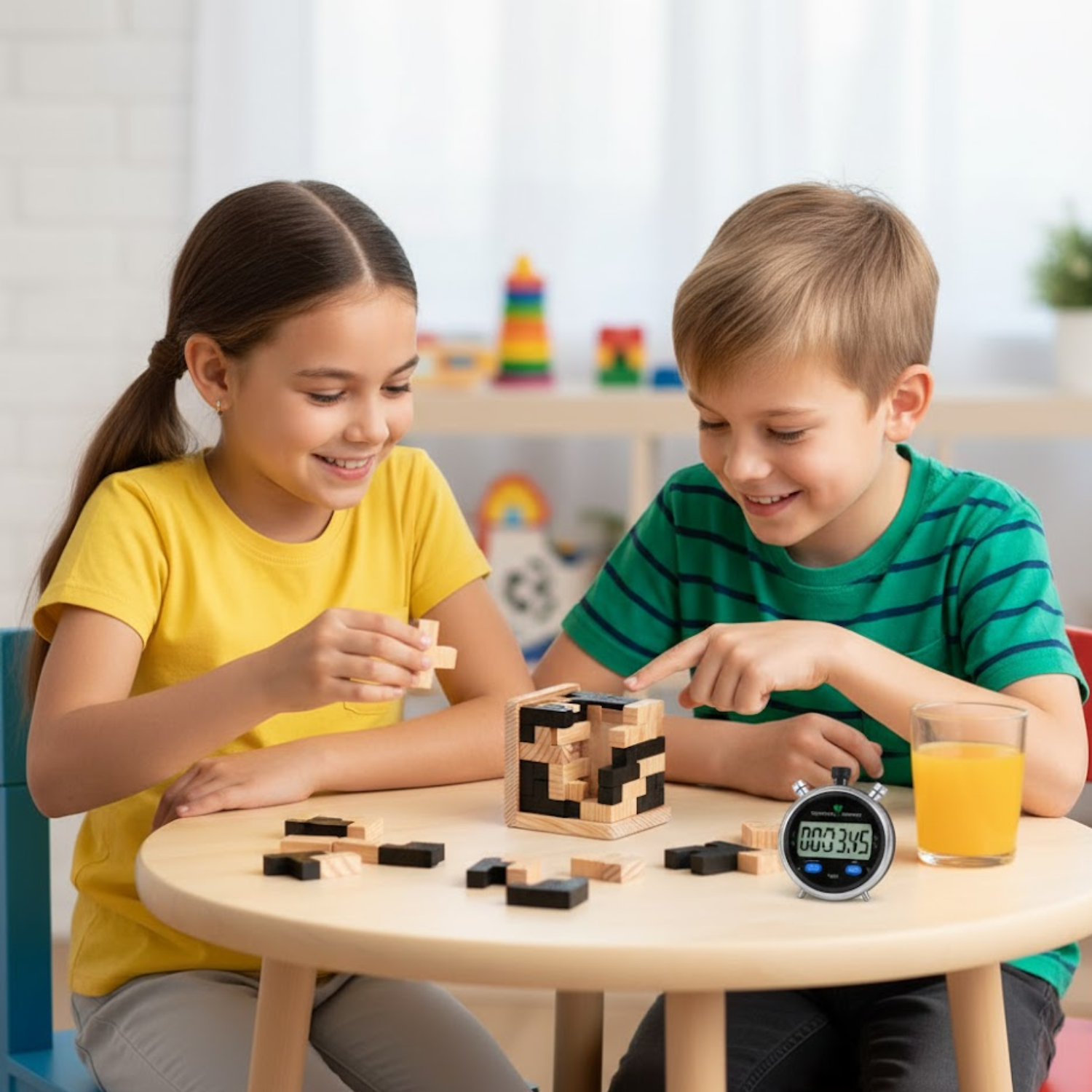 Jeu de Construction en Bois Enfants – 54 Pièces en T, Bois Haute Qualité, Créativité, Dès 3 Ans | TBlock54 by TrioNest™