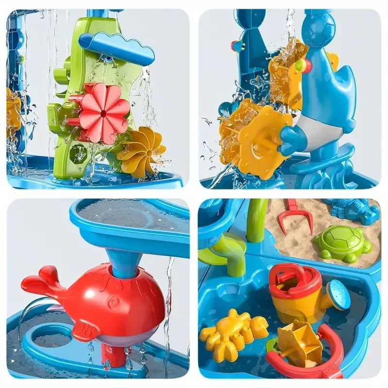 Jeux d'Eau Enfant Multi-Activités – Pièces Modulables, Circuit Aquatique, Fontaine, Motricité Fine | SplashNest™ by TrioNest™