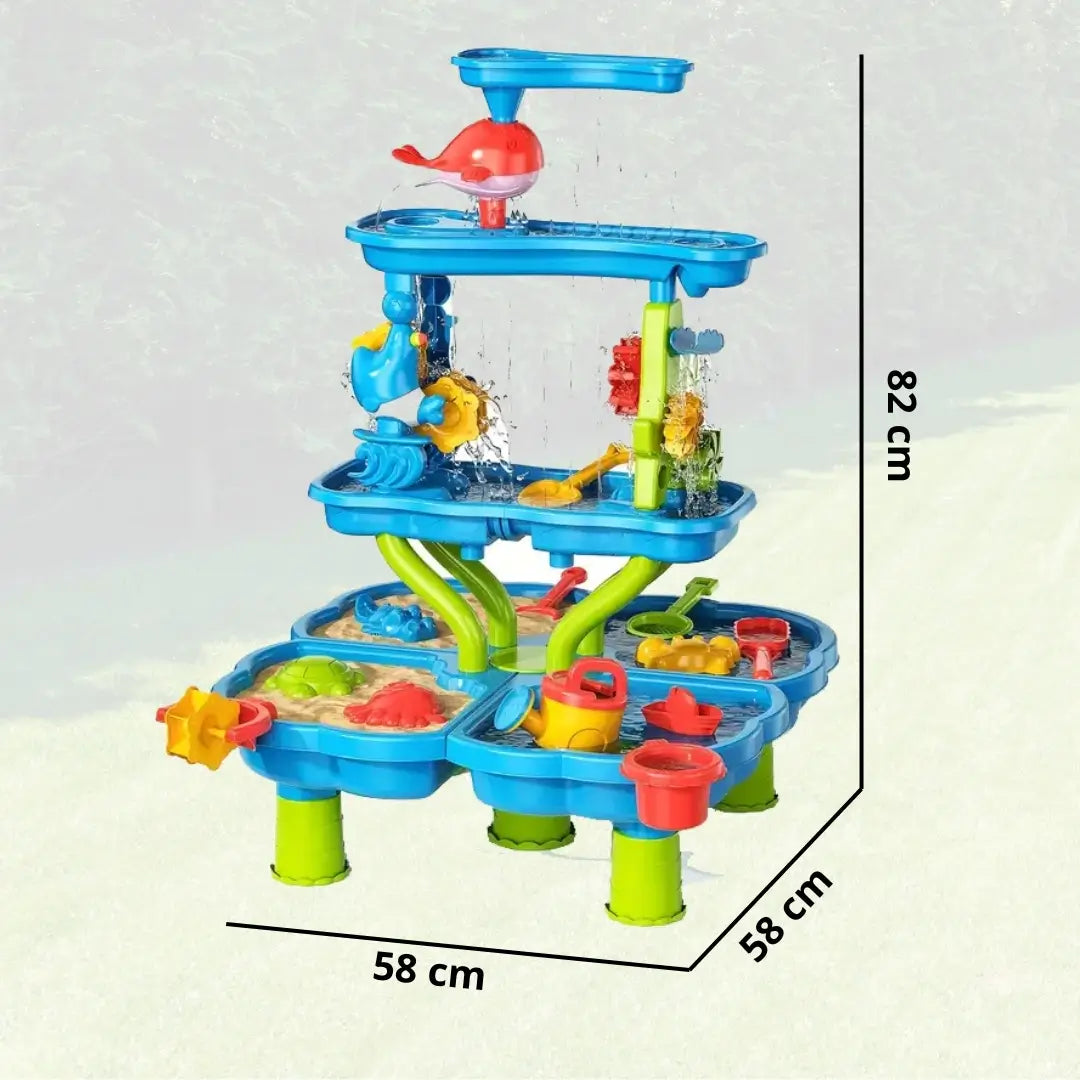 Jeux d'Eau Enfant Multi-Activités – Pièces Modulables, Circuit Aquatique, Fontaine, Motricité Fine | SplashNest™ by TrioNest™