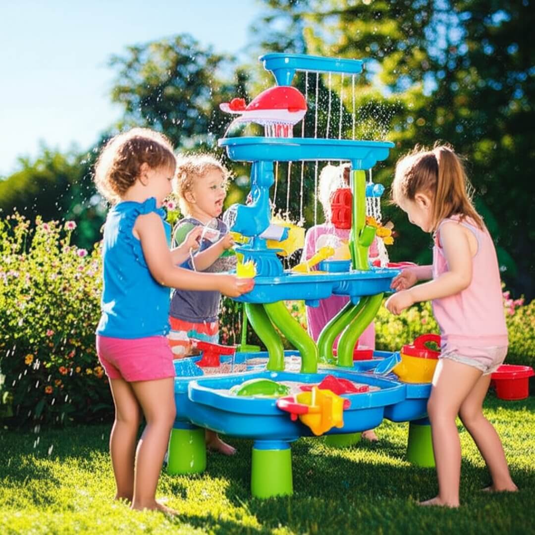Jeux d'Eau Enfant Multi-Activités – Pièces Modulables, Circuit Aquatique, Fontaine, Motricité Fine | SplashNest™ by TrioNest™