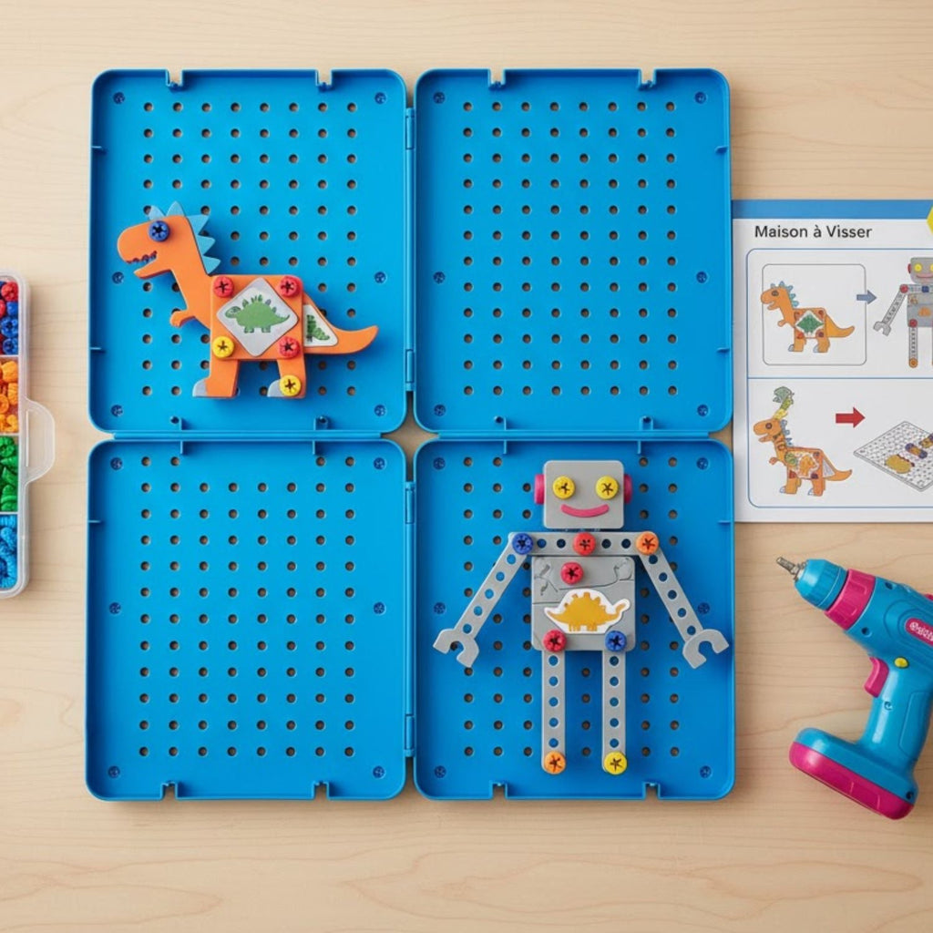 Jeux de Construction Mallette de Bricolage – Motricité Fine, Éveil Sensoriel, 211 ou 351 Pièces | TrioNest™