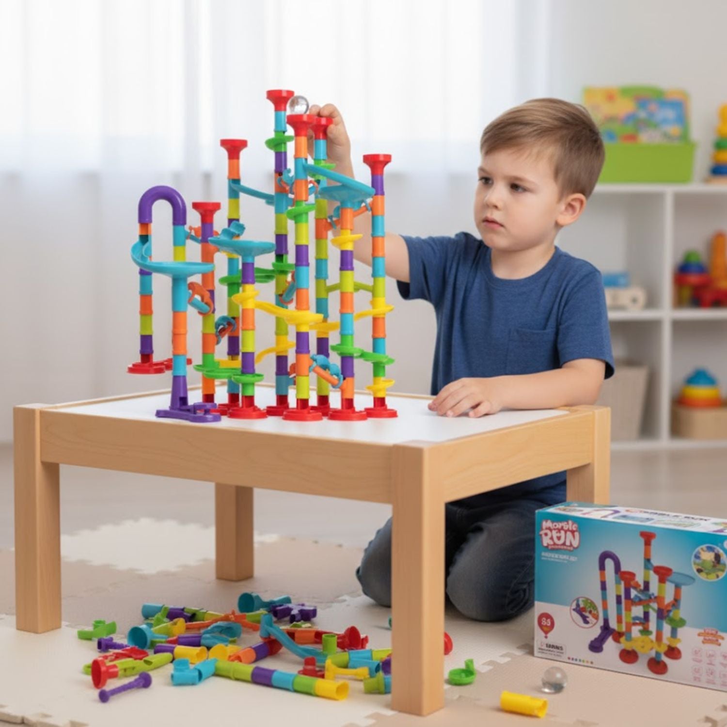 Jeux de Construction Piste à Billes – Créativité, Coopération, Liens Familiaux | TrioNest™