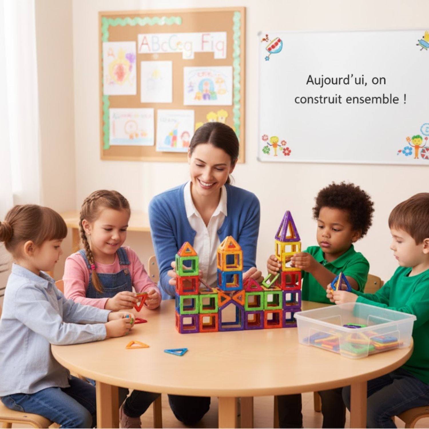 Jeux de Construction Magnétique Montessori – Créativité, Coopération, Liens Familiaux | TrioNest™