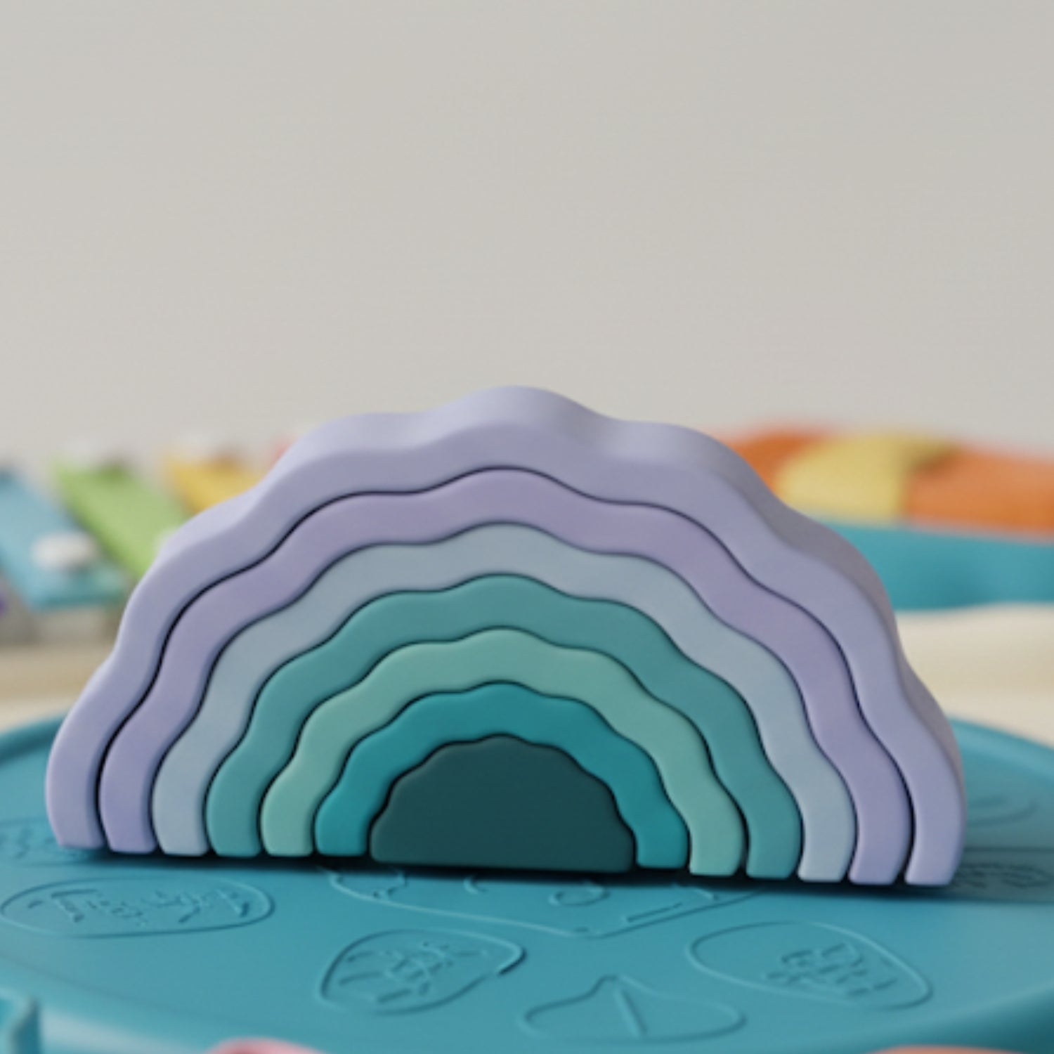 Jeux de Construction Maternelle – Arcs Silicone, Couleurs Dégradées, Motricité Fine, Dès 12 Mois | WaveLoop by TrioNest™