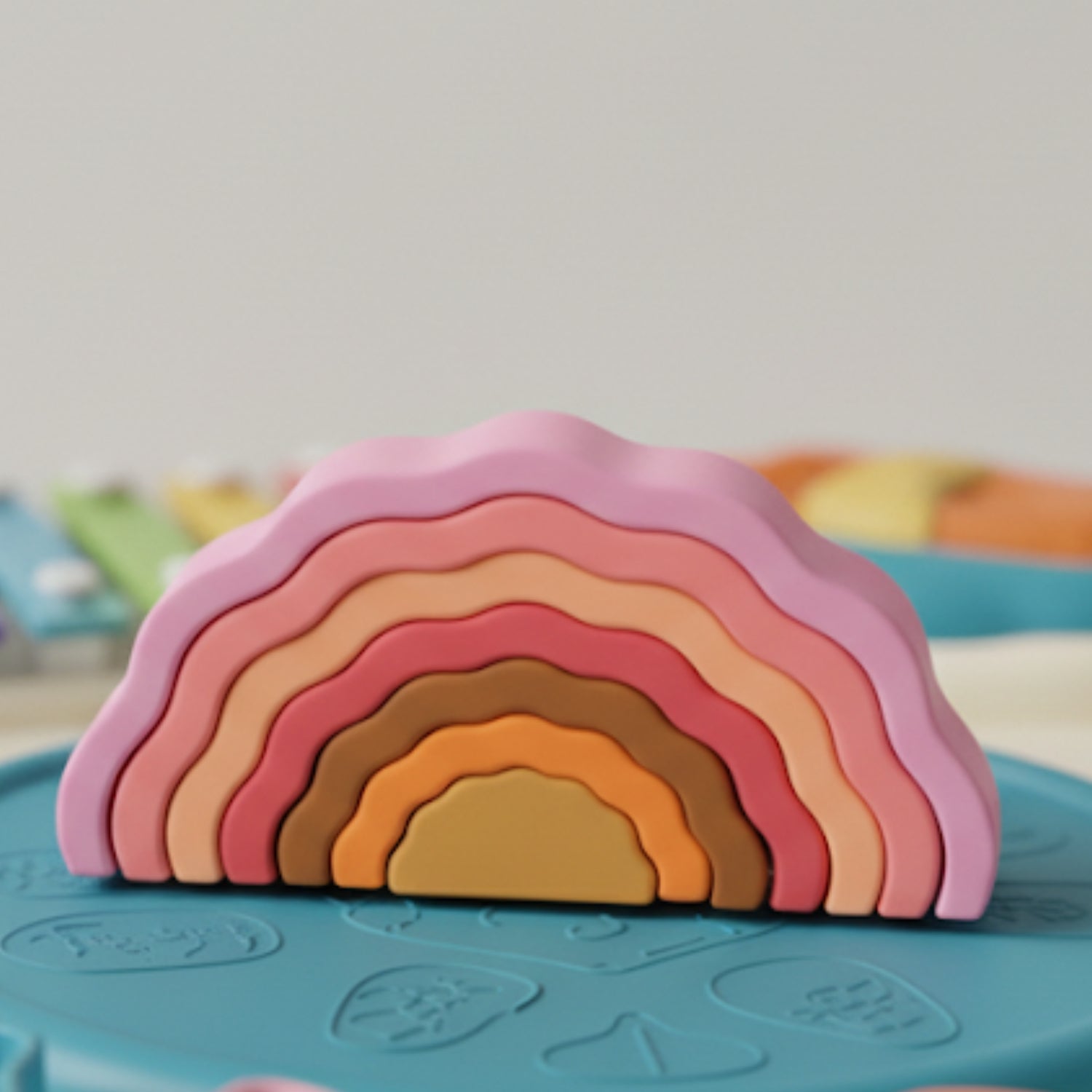 Jeux de Construction Maternelle – Arcs Silicone, Couleurs Dégradées, Motricité Fine, Dès 12 Mois | WaveLoop by TrioNest™