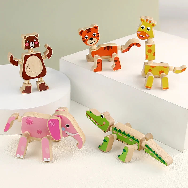 Jeux de Construction en Bois – Articulations Rotatives, Bois Écologique, STEM, Multi-Joueurs, Dès 3 Ans | WoodCraft by TrioNest™
