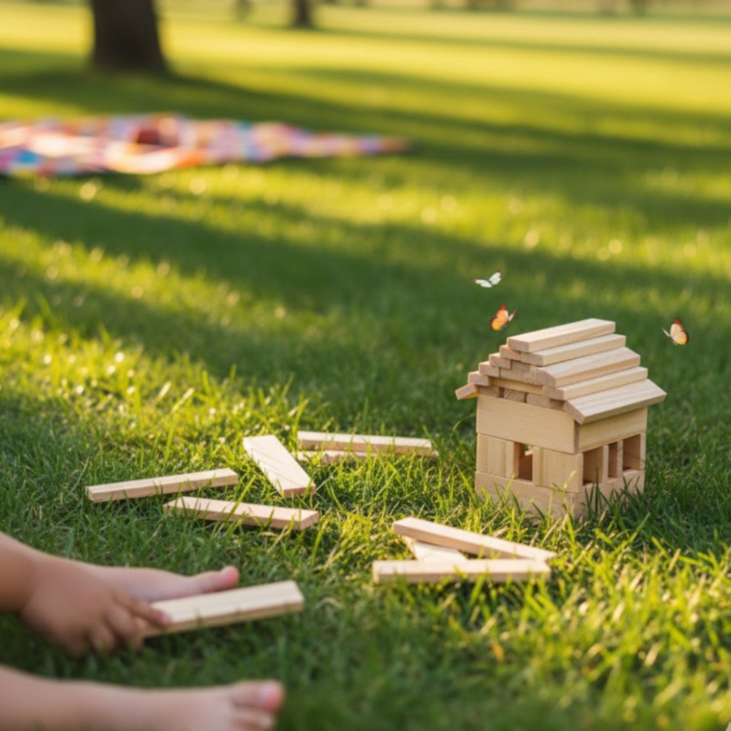 Jeux en Bois de Construction – 100 Copeaux, Bois Brut, Créativité, Dès 3 Ans | PlankPlay by TrioNest™