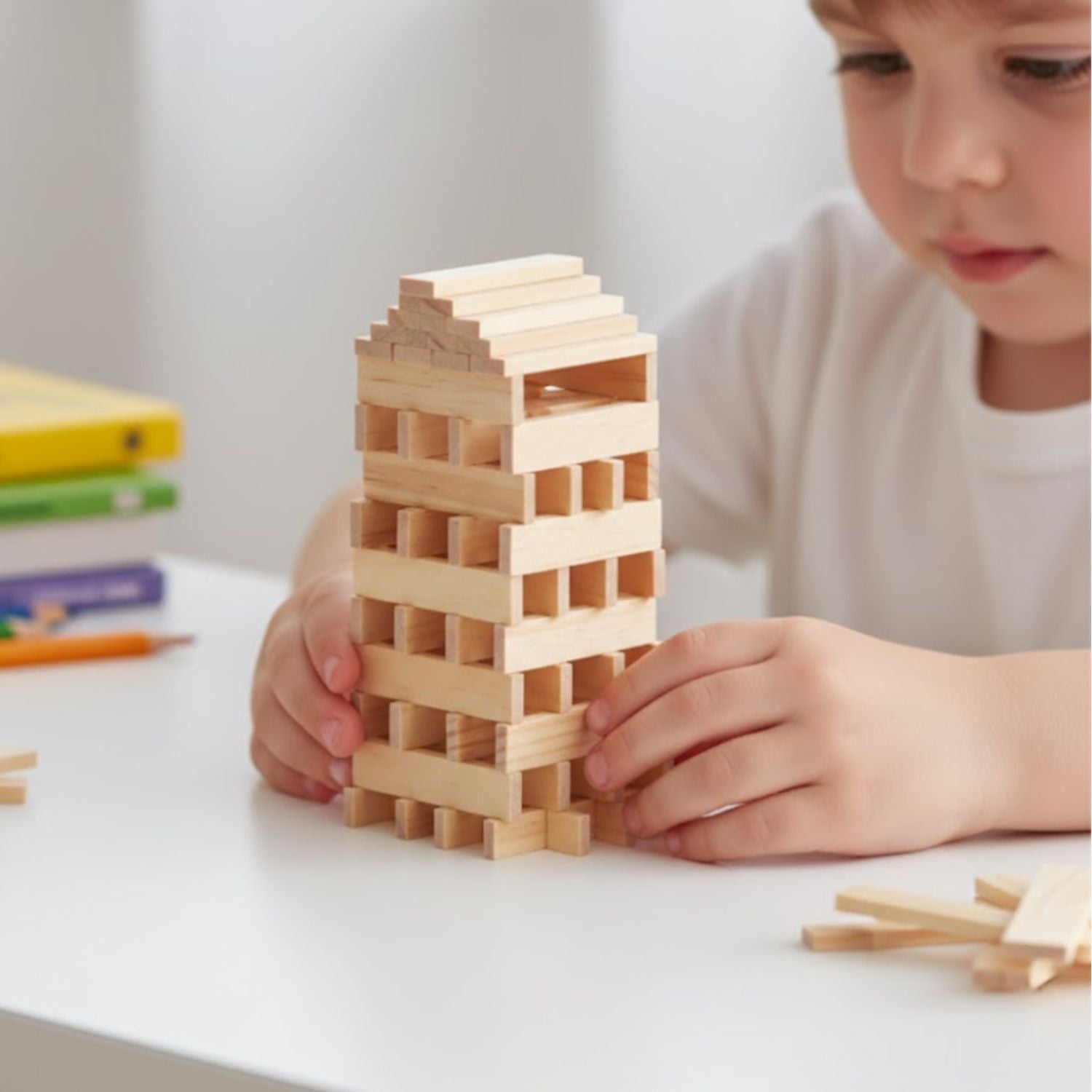 Jeux en Bois de Construction – 100 Copeaux, Bois Brut, Créativité, Dès 3 Ans | PlankPlay by TrioNest™
