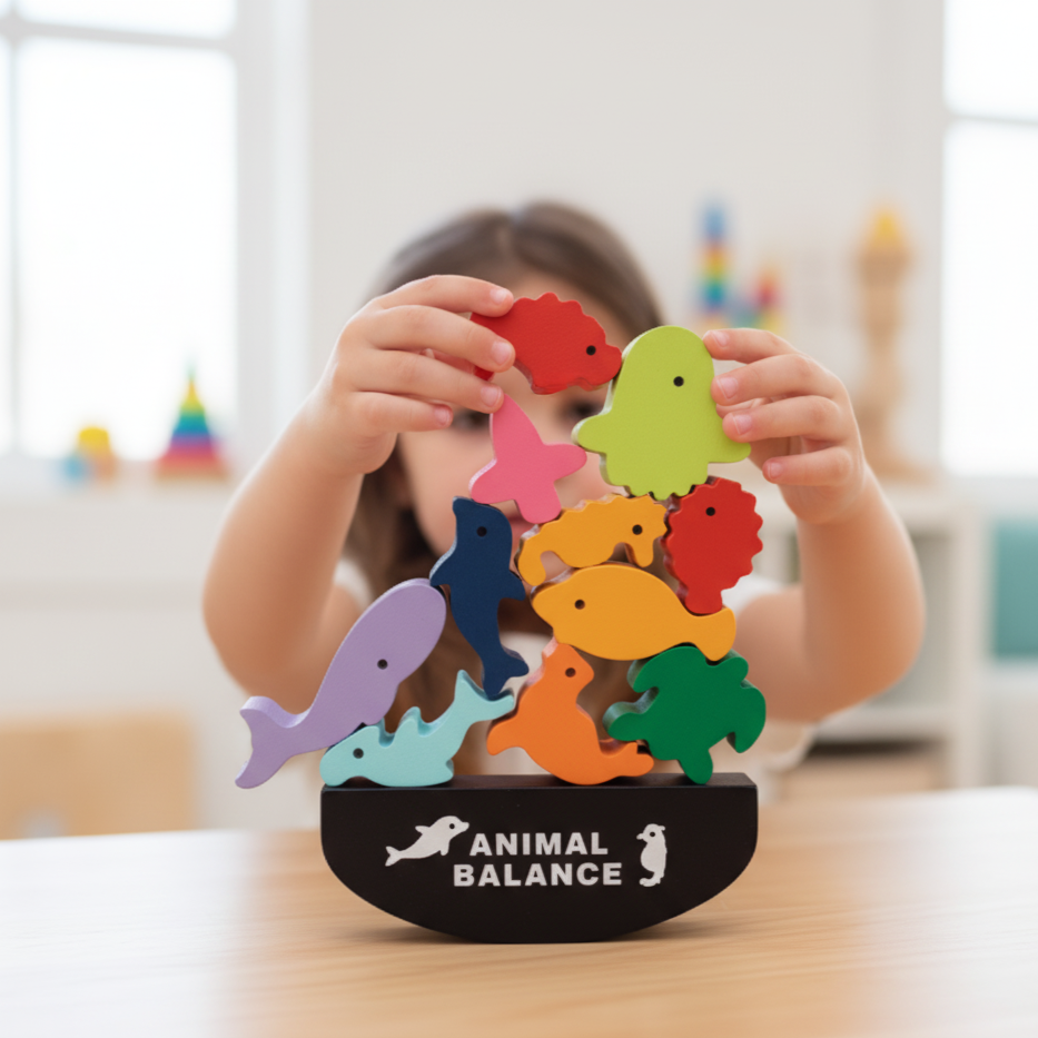 Jeux en Bois Blocs d'Équilibre Enfant Motricité Fine Montessori BUILDJOY – TrioNest™