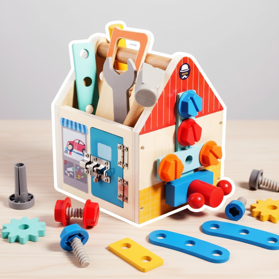 Jeux en Bois Construction Créatif Enfant Atelier Montessori MINIBRICO – TrioNest™