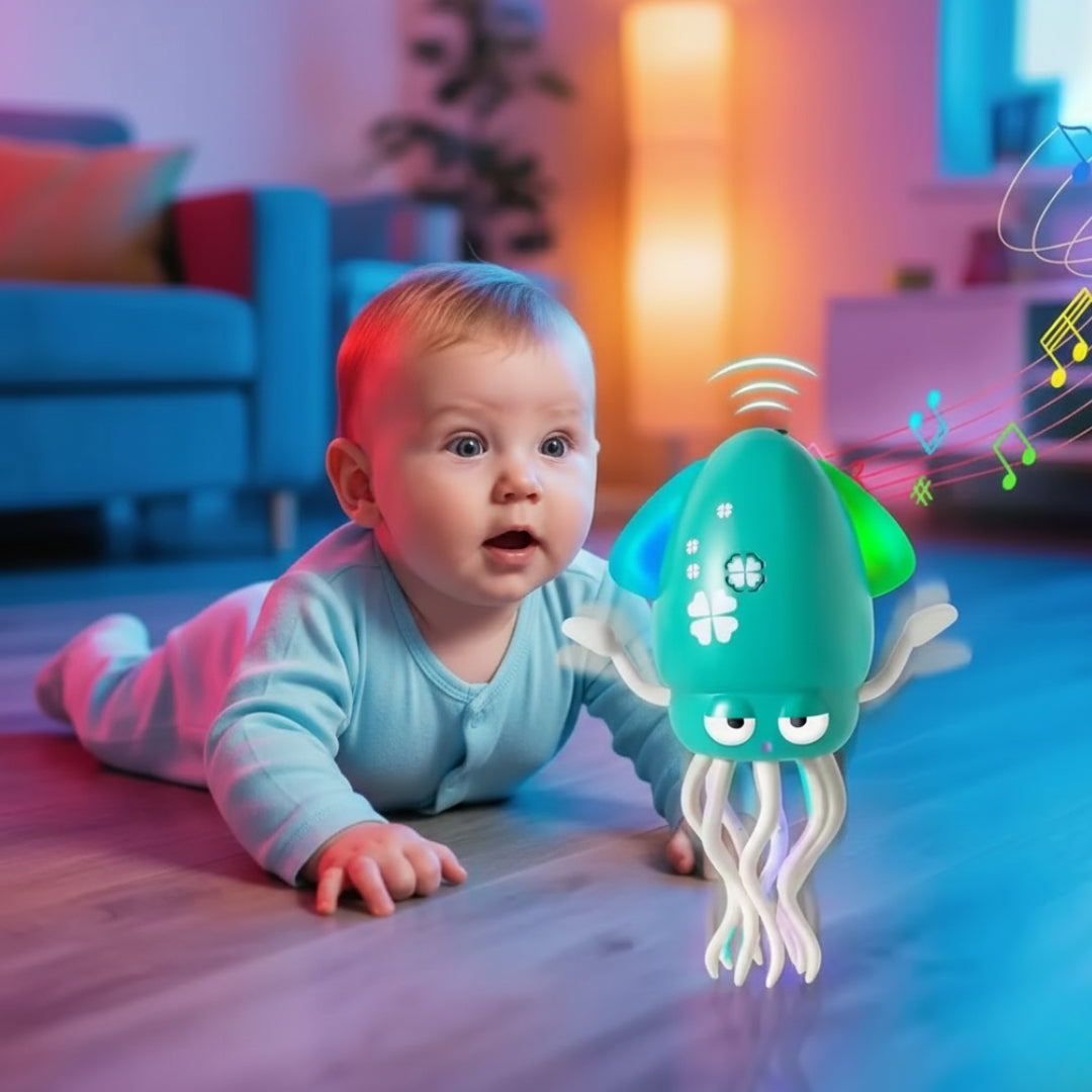 Jouet Calmar Dansant Bébé Lumineux Musical Capteur Obstacles USB-C SQUIDANCE – TrioNest™