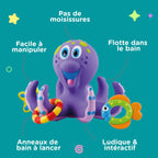 Jouet de Bain Pieuvre Interactive OctoPlay – Sans BPA, Anneaux, Piscine | TrioNest™