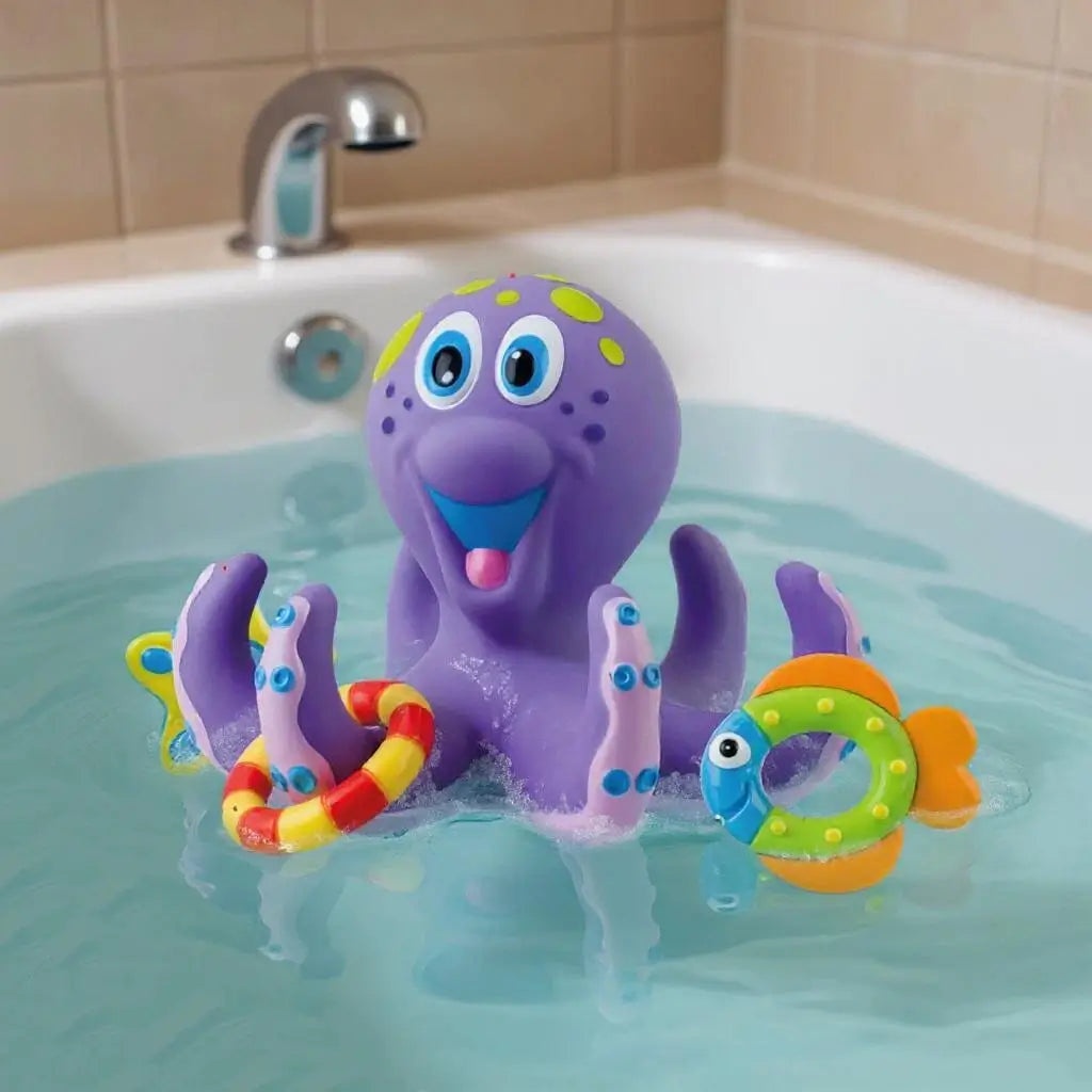 Jouet de Bain Pieuvre Interactive OctoPlay – Sans BPA, Anneaux, Piscine | TrioNest™