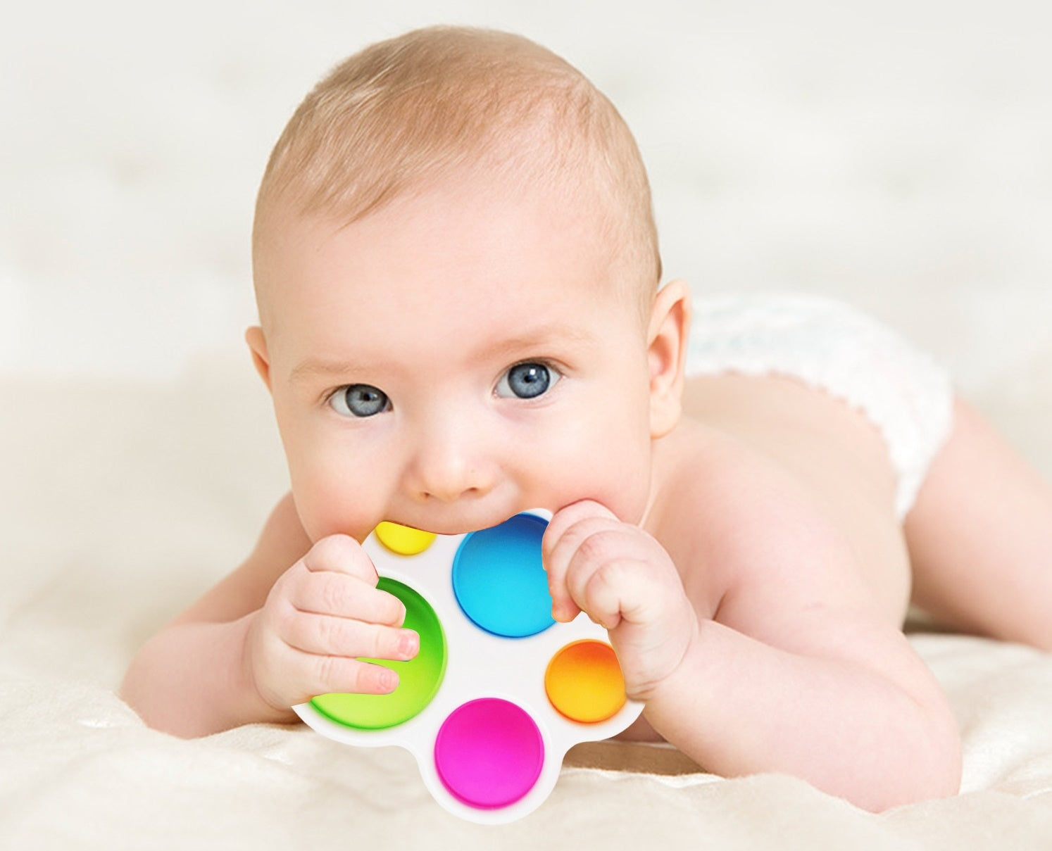 Jouet Sensoriel à Bulles de Poussée Montessori – 5 Bulles Silicone, Motricité Fine | TrioNest™