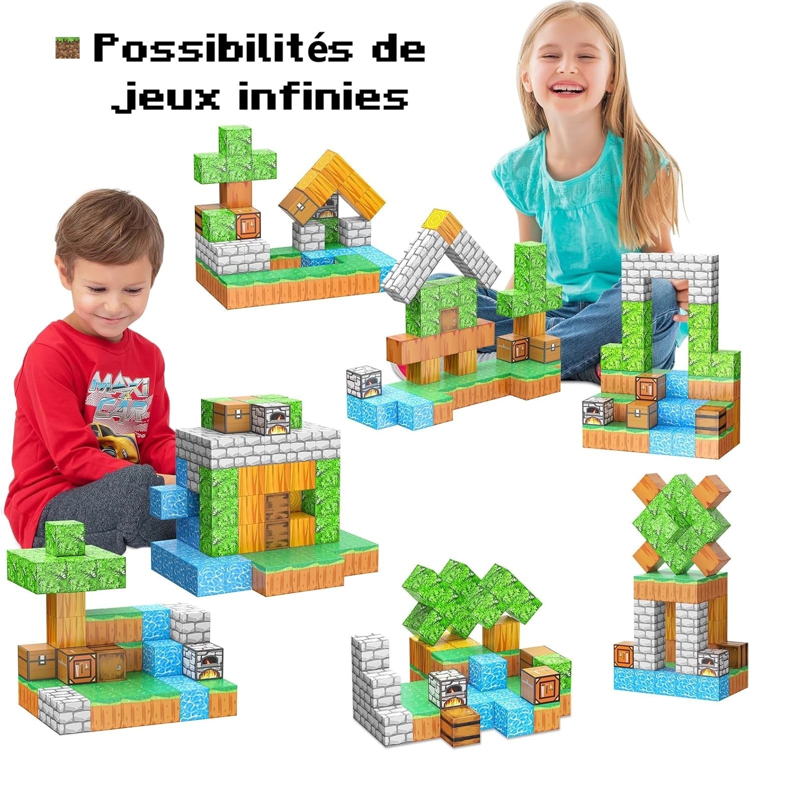 Jeu de Blocs Magnétiques PixelNest – 3D en 15 Min, 64 à 300 Pièces, Créativité | TrioNest™