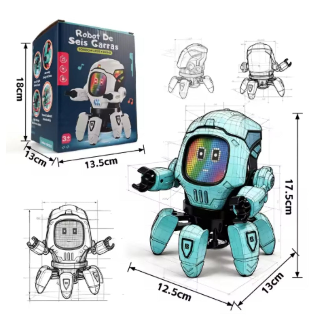 Robot Dansant LED Musical Télécommande 6 Pattes Enfant 3-12 Ans GROOVEBOT – TrioNest™