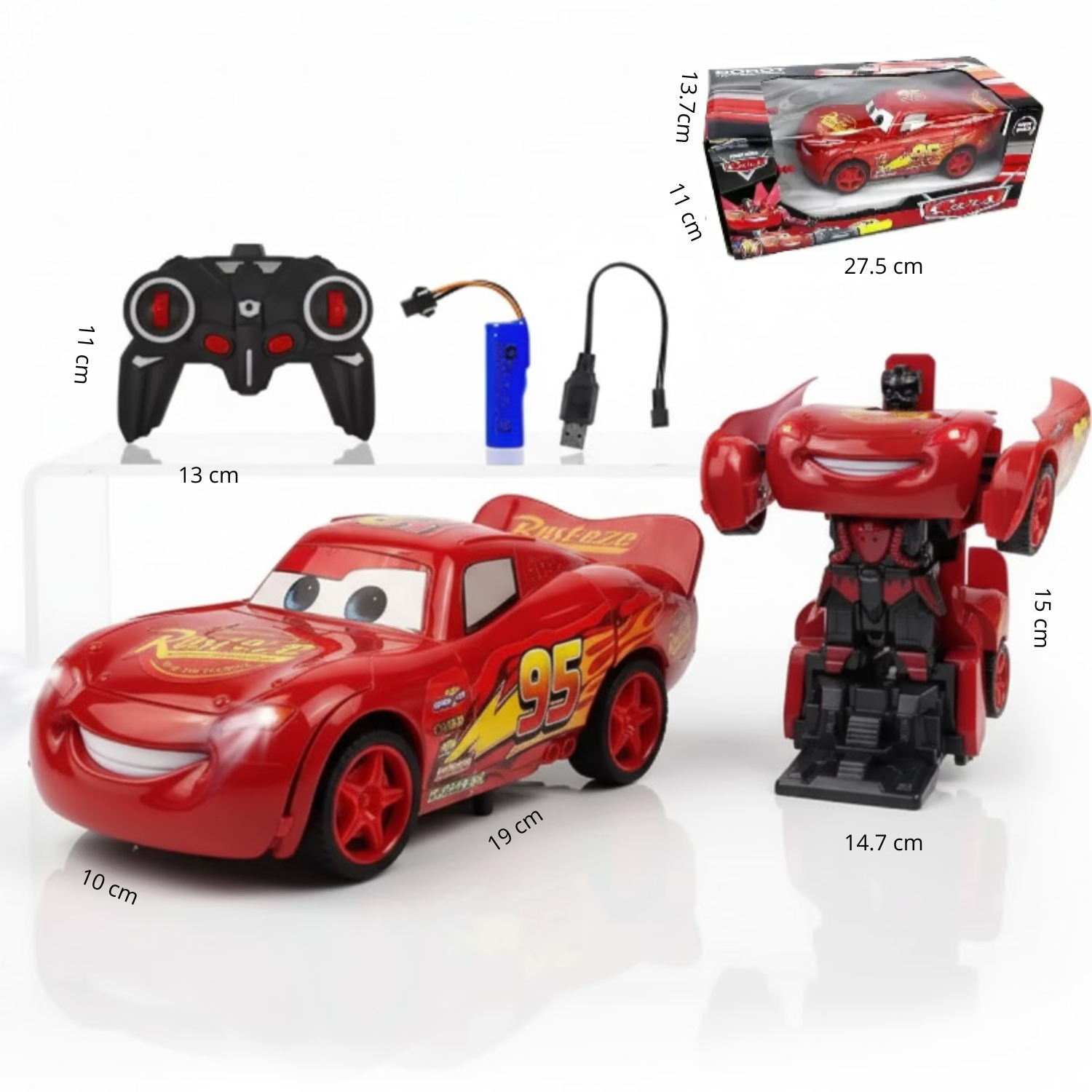 Jouet Robot Transformer Voiture Télécommandée 2-en-1 TransformNest – LED, USB, 3 Ans+ | TrioNest™
