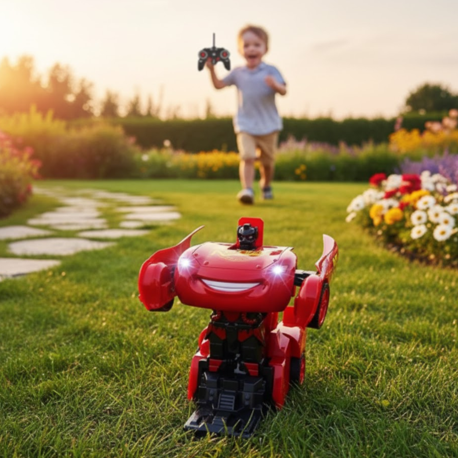 Jouet Robot Transformer Voiture Télécommandée 2-en-1 TransformNest – LED, USB, 3 Ans+ | TrioNest™