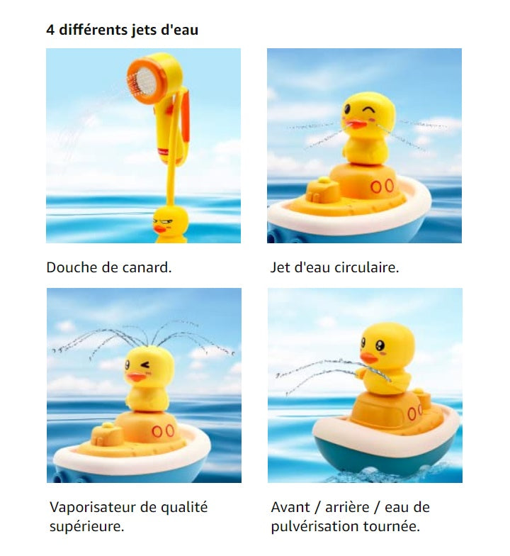 Jouet Canard de Bain pour Enfants TrioNest™ AQUADUCK™ | Jets d’Eau, Ventouses, ABS Sécurisé | Dès 12 Mois