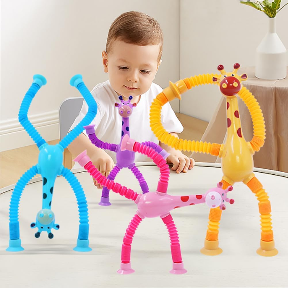 Girafe Télescopique à Ventouse – Jambes Flexibles, 4 Couleurs, Anti-Stress | TrioNest™