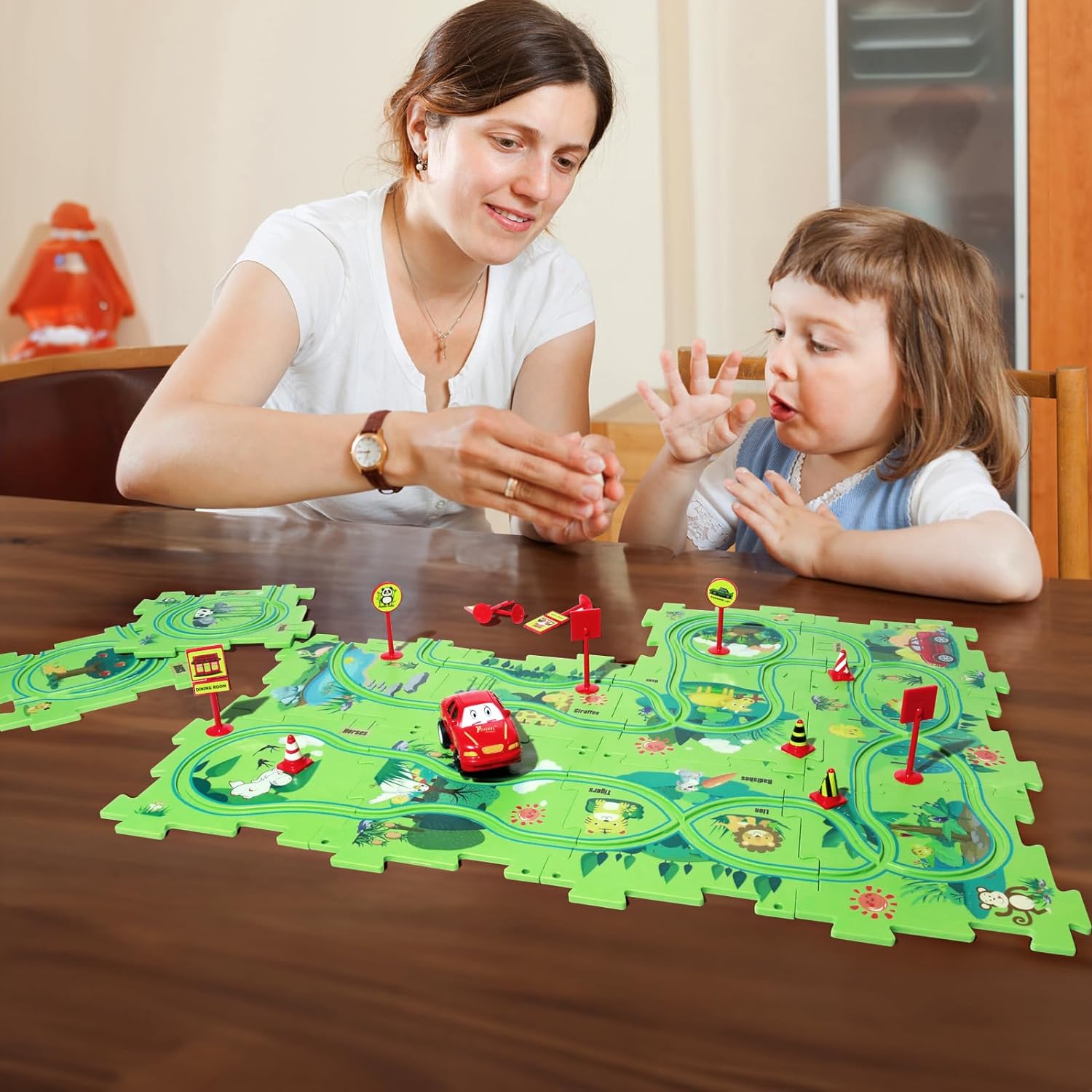 Jouet de Piste en Puzzle PistaNest – EVA, 25 Pièces, Boucles Rampes, Dès 2 Ans | TrioNest™