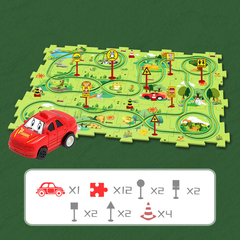 Jouet de Piste en Puzzle PistaNest – EVA, 25 Pièces, Boucles Rampes, Dès 2 Ans | TrioNest™