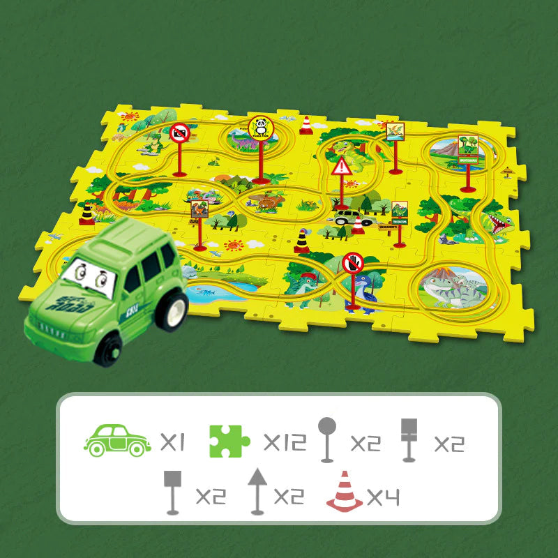 Jouet de Piste en Puzzle PistaNest – EVA, 25 Pièces, Boucles Rampes, Dès 2 Ans | TrioNest™