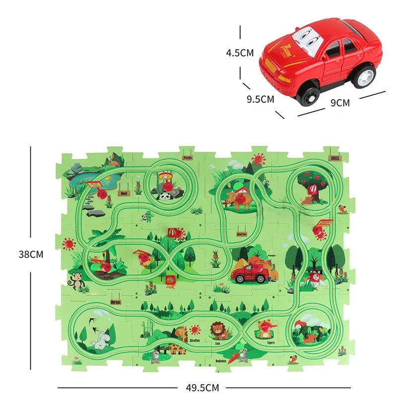 Jouet de Piste en Puzzle PistaNest – EVA, 25 Pièces, Boucles Rampes, Dès 2 Ans | TrioNest™