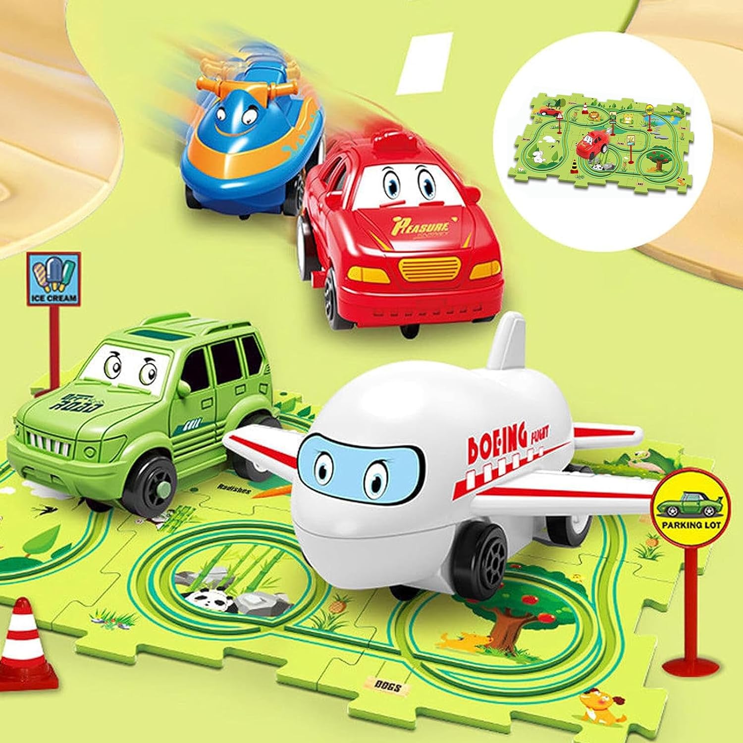 Jouet de Piste en Puzzle PistaNest – EVA, 25 Pièces, Boucles Rampes, Dès 2 Ans | TrioNest™