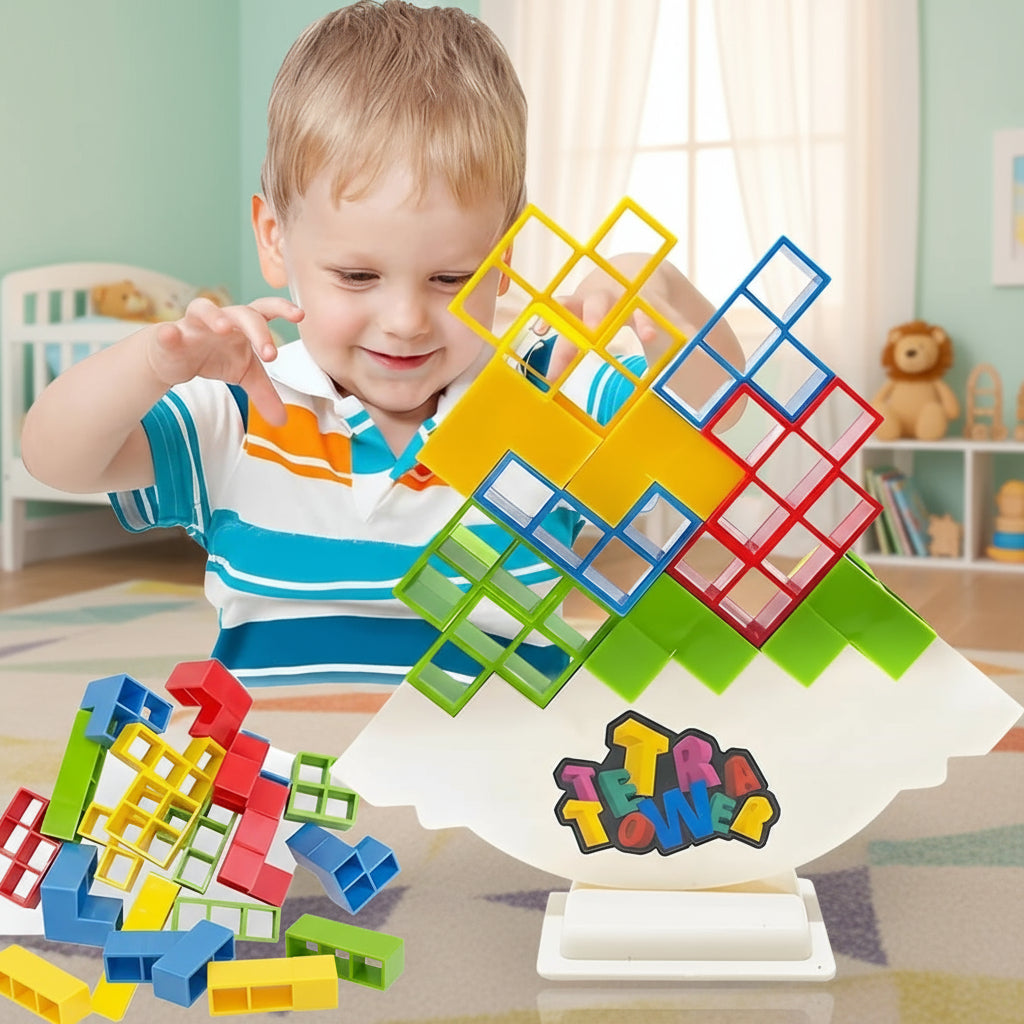 Jouet Puzzle Tour Tetris Enfants – 100% ABS, Équilibre, Motricité Fine, Logique & Travail d'Équipe | TetrisTower by TrioNest™
