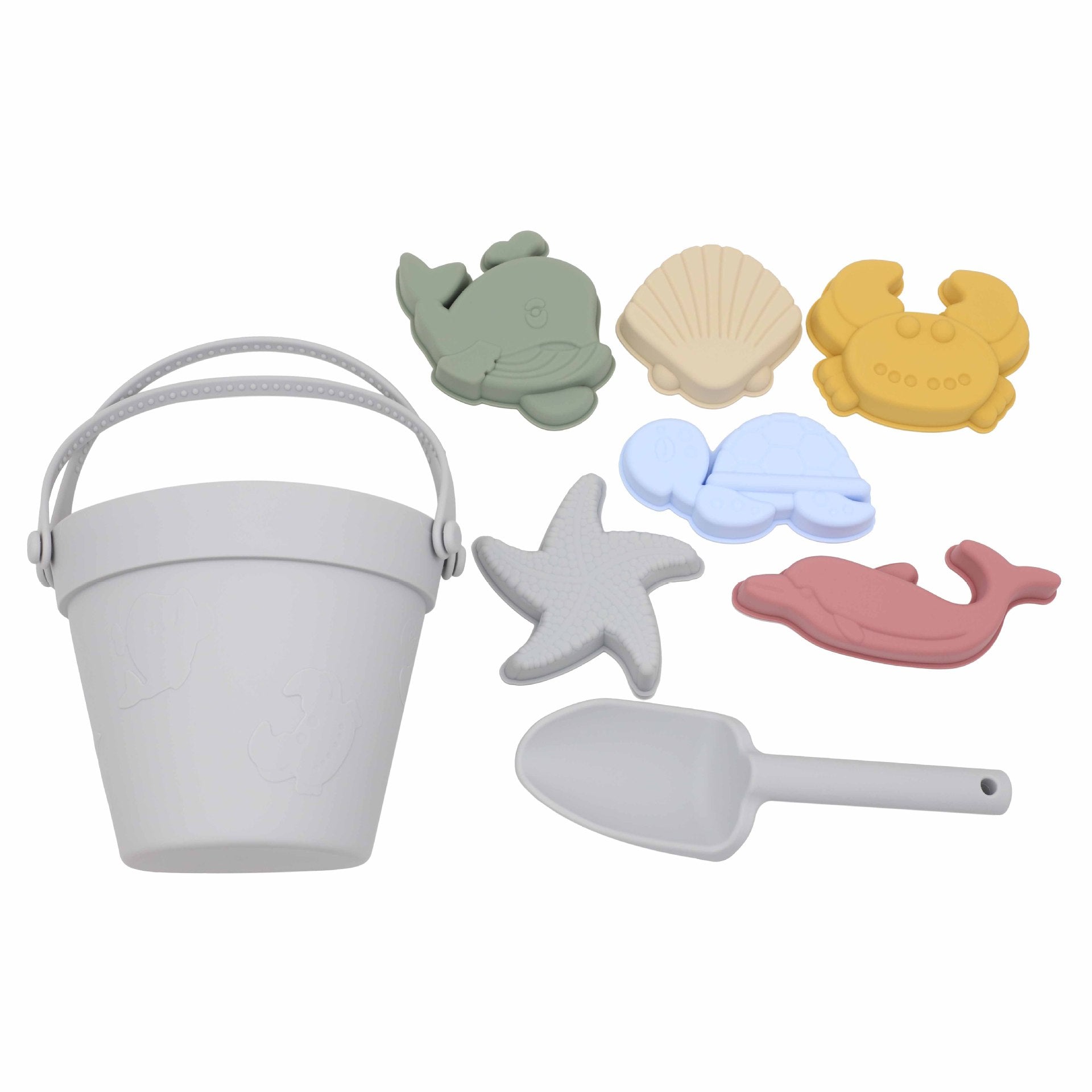 Jouets de Seau de Plage pour Enfants – Silicone, 6 Moules 3D Océan, Pliable | TrioNest™