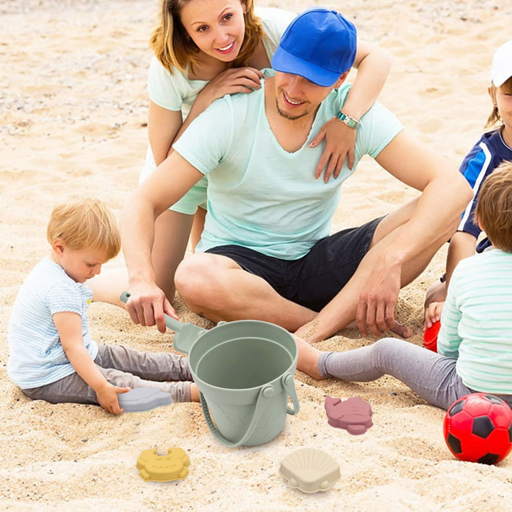 Jouets de Seau de Plage pour Enfants – Silicone, 6 Moules 3D Océan, Pliable | TrioNest™