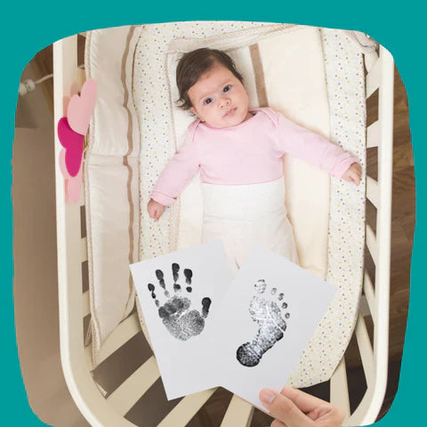 Kit Empreinte Main-Pied Bébé – Sans Contact Encre, 1 Tampon + 2 Cartes, 0-12 Mois | TrioNest™