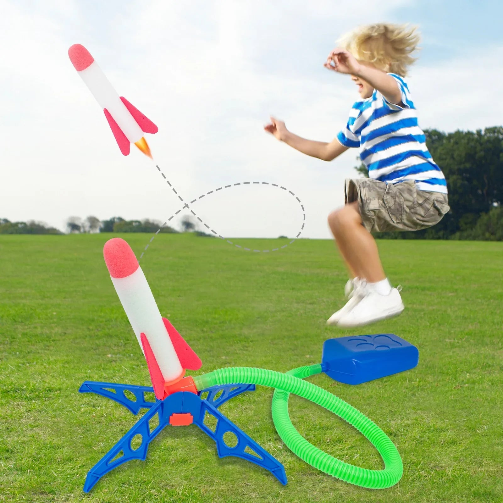 Lanceur de Fusée à Air pour Enfants – 30 Mètres, 3 Fusées Mousse, Dès 3 Ans | TrioNest™