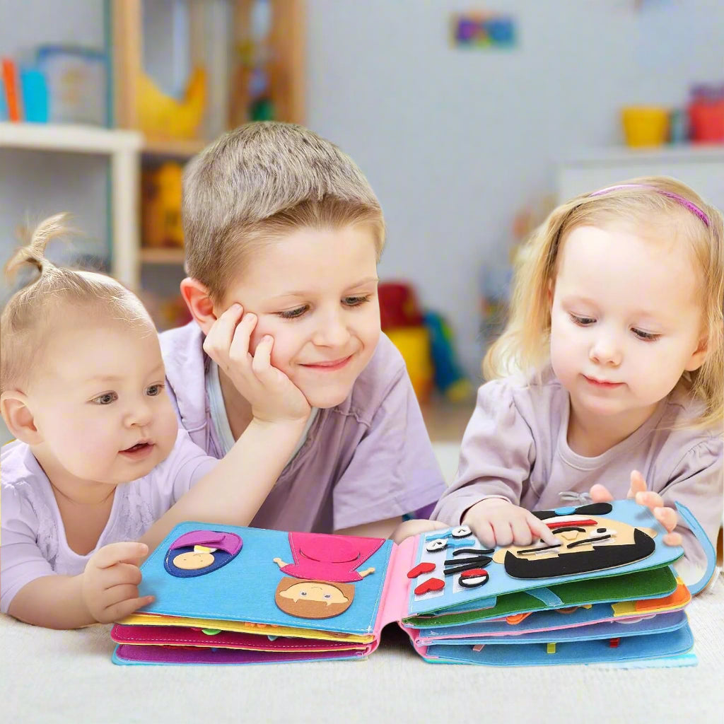 Livre en Tissu 3D Montessori – Figurines Interactives, Jeux de Rôle, 0-6 Ans | TrioNest™