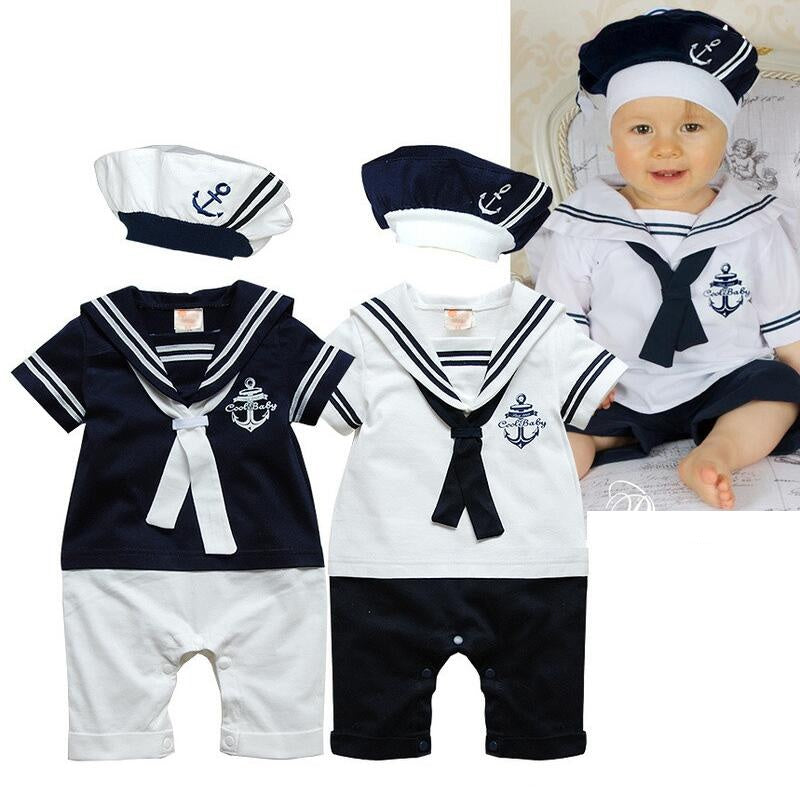 Marinère Bébé 100% Coton Motif Ancre Chapeau Assorti Boutons-Pression – TrioNest™