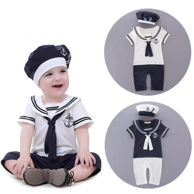 Marinère Bébé 100% Coton Motif Ancre Chapeau Assorti Boutons-Pression – TrioNest™