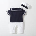 Marinère Bébé 100% Coton Motif Ancre Chapeau Assorti Boutons-Pression – TrioNest™