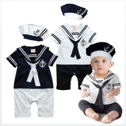 Marinère Bébé 100% Coton Motif Ancre Chapeau Assorti Boutons-Pression – TrioNest™