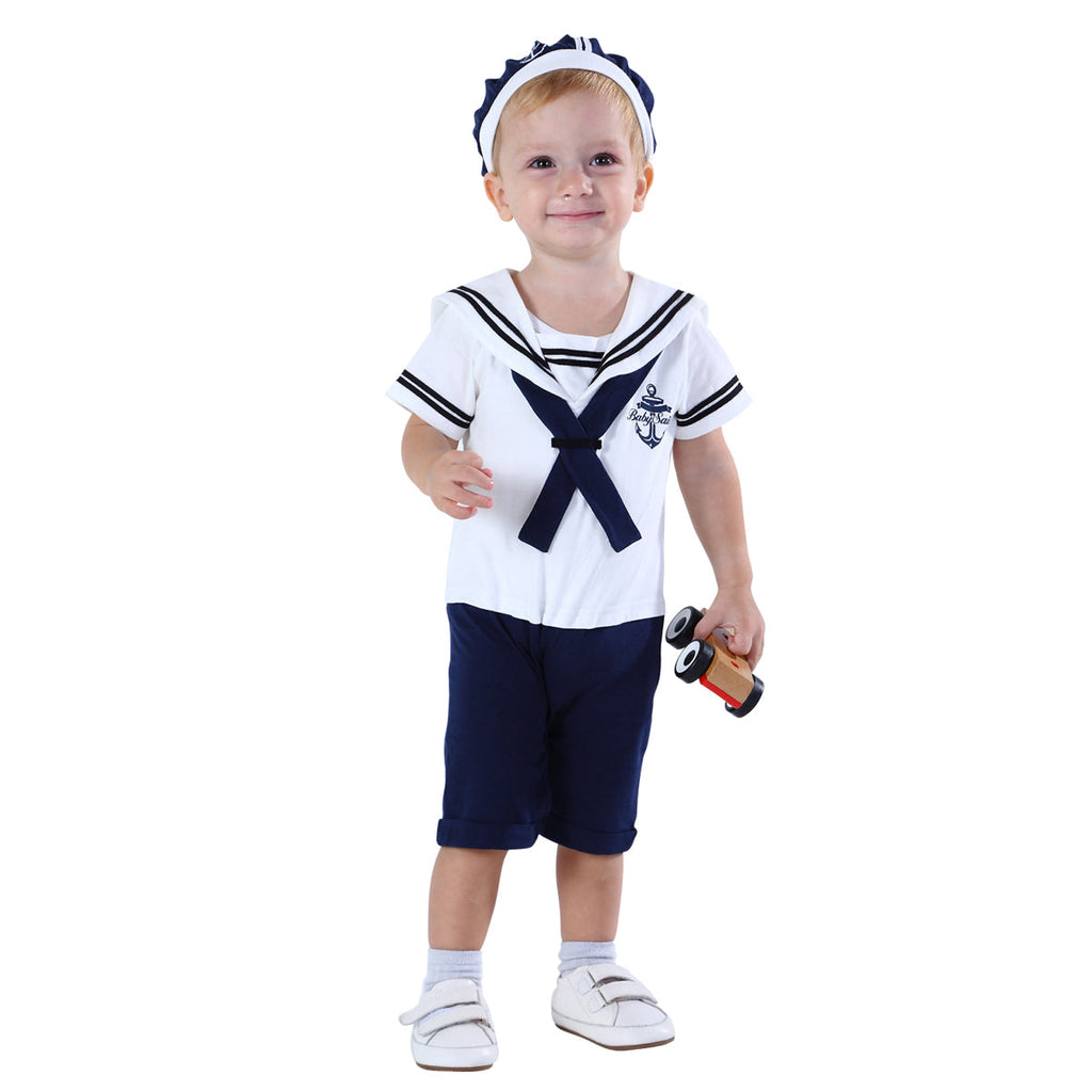 Marinère Bébé 100% Coton Motif Ancre Chapeau Assorti Boutons-Pression – TrioNest™