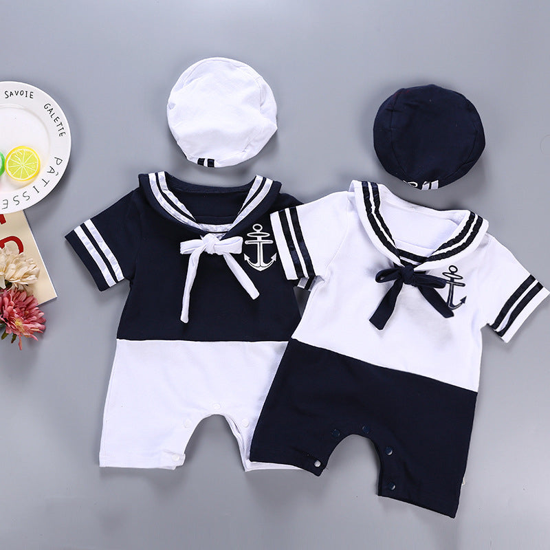 Marinère Bébé 100% Coton Motif Ancre Chapeau Assorti Boutons-Pression – TrioNest™