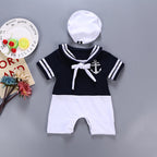 Marinère Bébé 100% Coton Motif Ancre Chapeau Assorti Boutons-Pression – TrioNest™