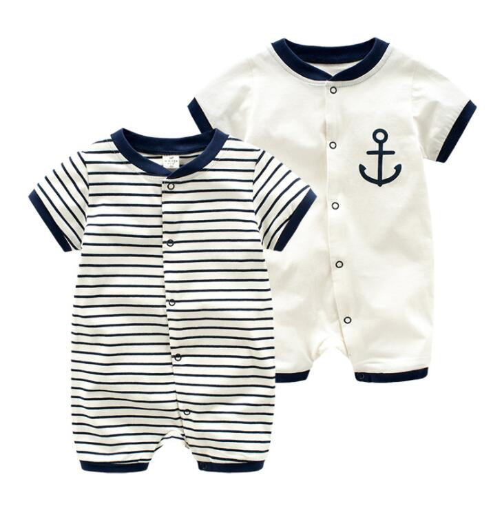Marinère Bébé 100% Coton Motif Ancre Chapeau Assorti Boutons-Pression – TrioNest™