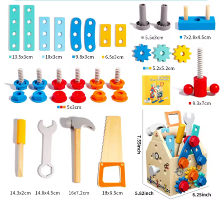 Jeux en Bois Construction Créatif Enfant Atelier Montessori MINIBRICO – TrioNest™
