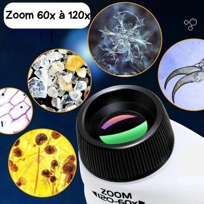 Microscope Portable Enfant 60-120x LED Plein Air Poche KIDSCOPE – TrioNest™