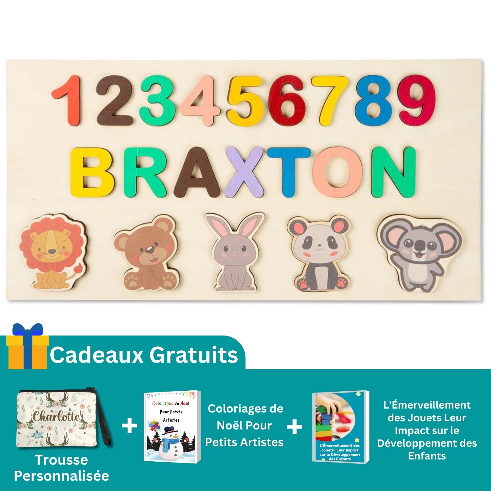 Puzzle en Bois Prénom Personnalisé – Éveil Sensoriel, Bois Éco-Responsable, +9 Mois, Cadeau Unique | NamePuzzle by TrioNest™
